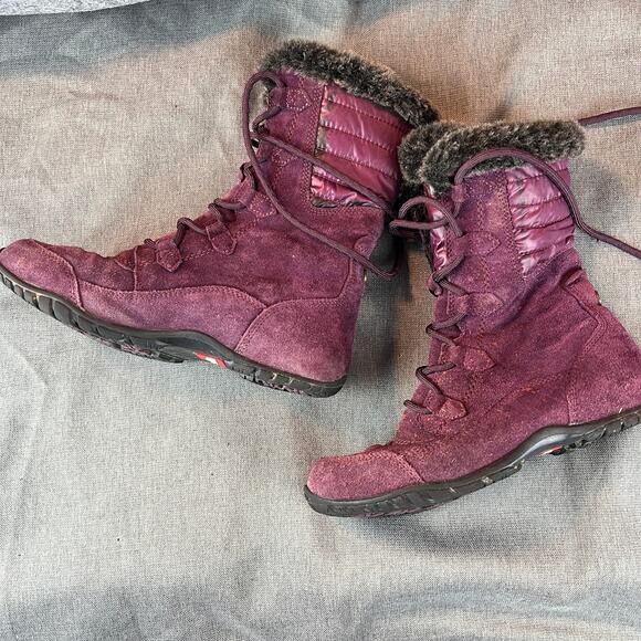 The North Face Nuptse Purna Ii Women Lifestyle Boots Fig/Weathered Black Sz 7 - Picture 1 of 8